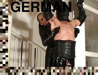 German leather mistress and bdsm slave punishment 1