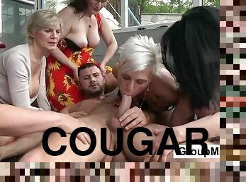 Horny cougars fuck the coach