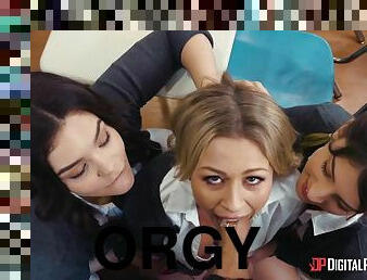 Horny teens breathtaking sex orgy movie