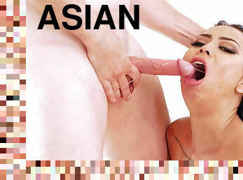Alluring asian Brianna Bentley gives super sloppy deepthroat