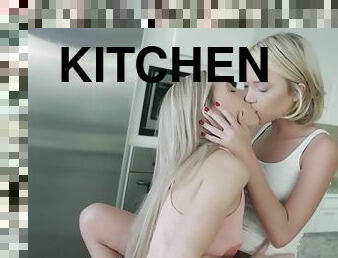 Lilly Banks & Dakota Skye eat & finger each other in the kitchen