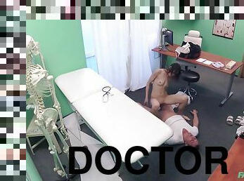 Dirty doctor creampies blonde short-haired female thief in his office