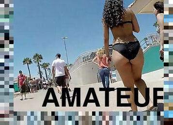 PHAT ASS Latina babe in skimpy bikini on amateur voyeur video