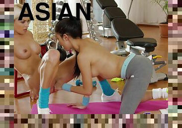 Asian Lesbian Licks Bubble Ass And Moist Cunt Of Posh Blonde MILF