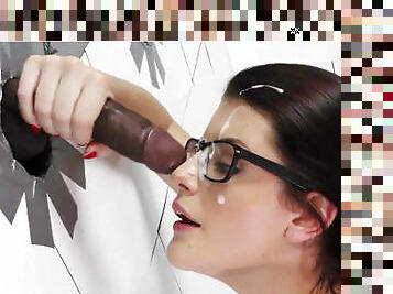 Geek Girl Black Gloryhole Cumshot