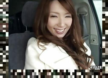 Yui Hatano deepthroats dick in the car Uncensored Jav