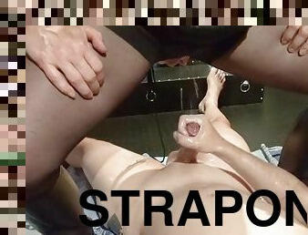 Strapon gangbang with 3 lovers part 5, piss party
