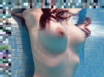 Big titted Sheril goes underwater naked