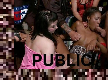 Public vintage shop interracial orgy making out