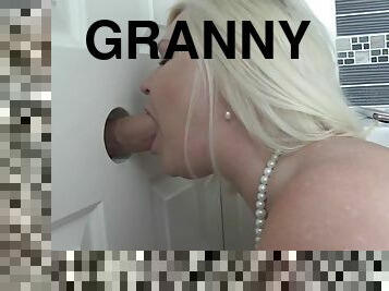 Granny rides gloryhole knob Oral