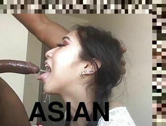 Asian whore sloppy interracial deepthroat scene