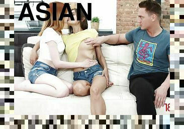 18videoz - Jade - Lili Fox - Redhead and Asian 3some orgy fu