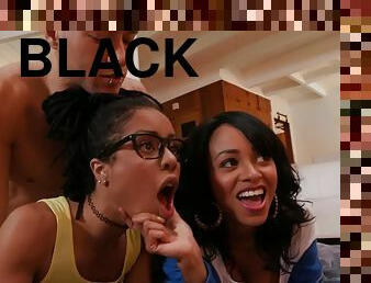 Delightful black gamer girls 3some hardcore porn clip