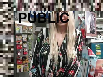 POV anal sex with nerdy blonde at the public store - big natural tits
