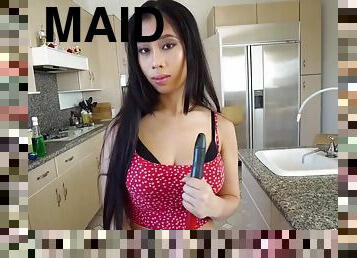 Beautiful Latina Maid - big natural tits & hairy pussy in hardcore with cumshot