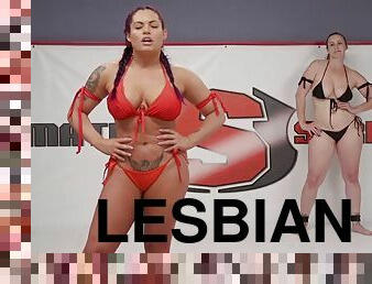 curvy fit bikini wrestlers in brutal lesbian femdom - wrestling fetish