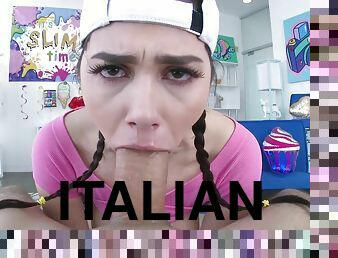 Italian teen Valentina Nappi in POV deepthroat movie with cumshot