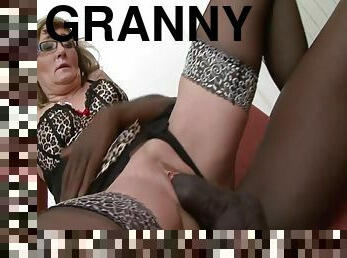 Granny gets her asshole filled with a big black dick