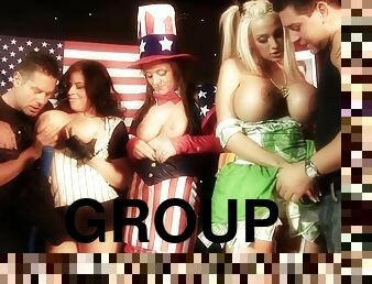Group of wild bitches get pounded in hardcore group action