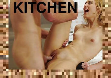 Casual Kitchen Sex With Small-Titted Young Woman
