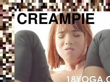 Yoga teen Tina gets brutally fucked in mouth and creampied in the ass