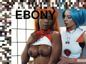 Rei Ayanami from Evangelion making love with hot ebony girl.
