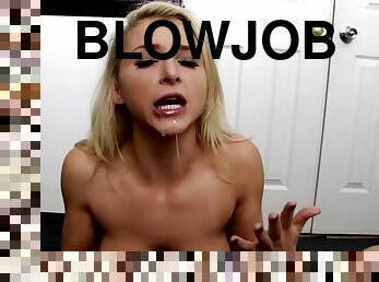 I HATE YOU! POV blowjob by busty pissed off blonde