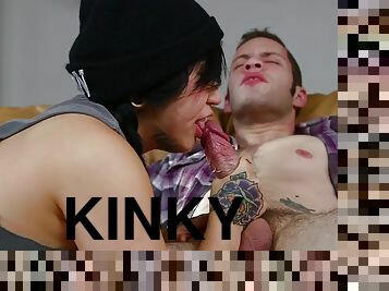 kinky babysitter takes care of male stick - dark hair