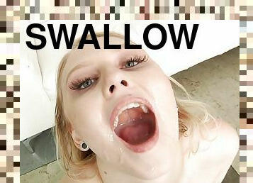 A teenie cum dumpster swallows 6 loads after insane blowbang