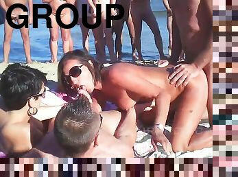 Group Hardcore Intimacy On The Beach