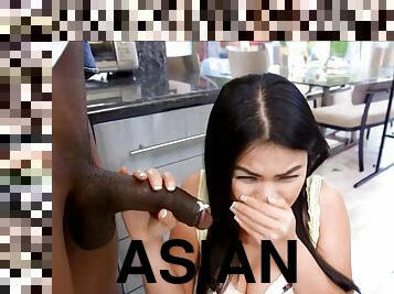 Pretty Asian Women Gets A Big Black Cock In Kitche - cindy starfall