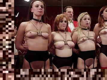 Four slaves shagging at bdsm party