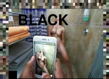 shower teenager copulating big black penis - POV