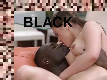 Huge black tool spreads white pussy