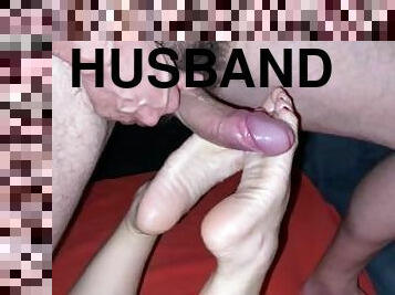 MMF cum on my feet. Husband cuckold