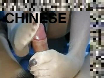 Chinese footjob her feet are made for jerking off