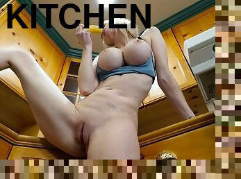 Big Tit Blonde Rubs Herself In Kitchen - Pornstar