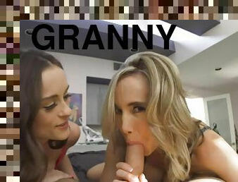 FFM threesome with GF And Hot Granny - Lily glee