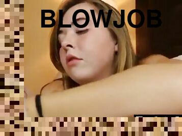 Hot girl gives her brother a blowjob