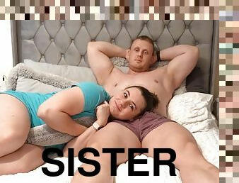 Step sister and step brother watch a movie together but his cock gets hard