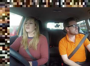 34F Boobs Bouncing In Driving Lesson 1 - Madison Stuart