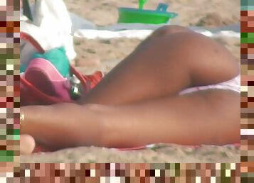 Tanned beach young lady voyeur video