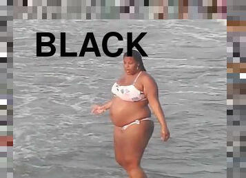 Black BBW voyeur beach erotic video