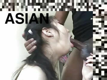 Asian gets throatfucked