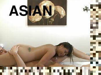 Tattooed asian masseuse sixtynines client
