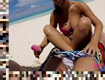 Footjob in public on the beach - immeganlive