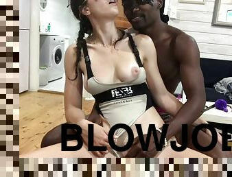 Hot white woman performs wonderful blowjob