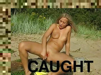 Blonde caught masturbating on webcam Linda gets naked