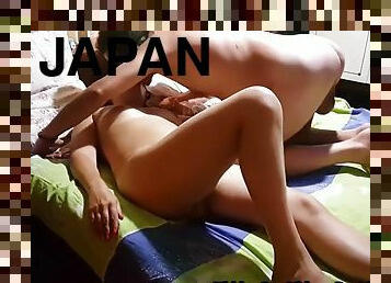 Japanese asian fuck position 69 with wife at home