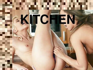 Kitchen adventure for two horny lesbians
